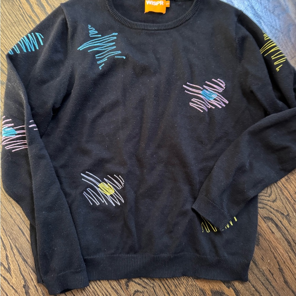 Black Sweater with Colorful Accents